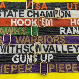 Correa de Bolso con Cuentas Bordadas a Mano GEAUX TIGERS, Diseño Personalizado, Correa de Bolso con Cuentas para Mujer, Hecha a Mano - Product Image 1