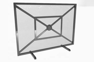 Protector de Chimenea Metálico Contemporáneo con Marco Cruzado, Malla Resistente, Protector de Chispas Independiente para Uso en Interiores - Product Image 2