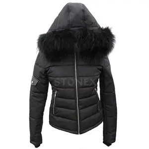 गिर जैकेट लड़कियों की सर्दियों की पार्का महिलाओं के छोटे फर कॉलर महिलाओं के जैकेट छोटे फसल प्यूफर जैकेट