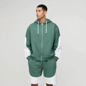 Ensemble short à capuche design personnalisé pour hommes Boxy Fit Heavyweight Drop Shoulder Hoodies Casual Tracksuit Fournisseur OEM Hoodies Set - Product Image 1