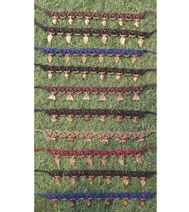 Bracelet en macramé super fin Bracelet en macramé perlé en laiton doré Bracelet en macramé à fil de couleur mélangée pour hommes femmes bijoux en corde - Product Image 1