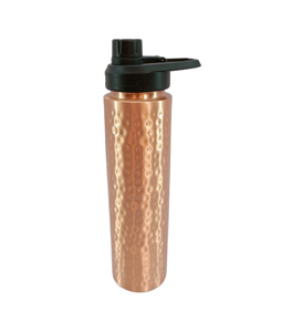 Portable 1000ml Hammered & Polished Copper <b>Metal</b> <b>Water</b> <b>Bottle</b> with Flip Open Lid for Ayurveda Drinkware Home Outdoor Office Use - Product Image 5