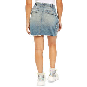 Gonna Mini in Jeans Icon Wash Avenue da Donna Free People, Stile Vintage Distressed a Trapezio con Cintura, Taglia 28, Sexy Stile Y2K per l'Autunno - Product Image 2