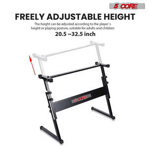 5 Core Keyboard Stand Piano Bench Combo Adjustable Key Board Stands 2" <b>Padded</b> Musician <b>Chair</b> Set - Product Image 2
