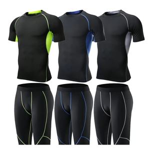 Custom Logo OEM Summer Casual Knitted Breathable Athletic <b>Short</b> Sleeve <b>Shirt</b> <b>Shorts</b> <b>Set</b> for Gym Running Fitness - Product Image 2