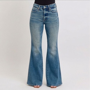 Custom Logo <b>Women</b> Trendy High Waisted Customized Color Denim <b>Jeans</b> Flat Front Straight Soft Stretchable Casual Fit Vintage Pant - Product Image 1