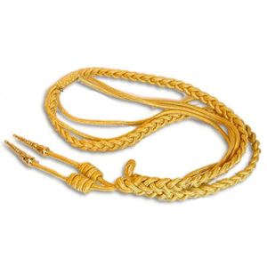 Aiguillette Ligera para Uso Ceremonial en Uniformes, con Dos Puntas Metálicas, Color Dorado Personalizado, de Fabricantes - Product Image 1