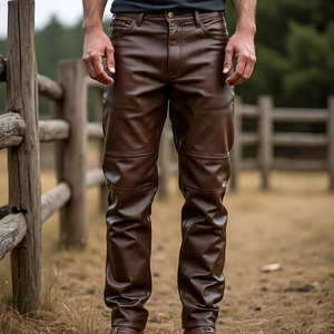 Pantalones de piel de oveja genuina de alta calidad ajustados para Hombre | Pantalones de abrigo pesados transpirables a prueba de viento ecológicos - Product Image 3