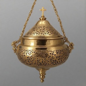 TriniteMist Fumée Divine Encensoir en métal orné Brûleur d'encens d'église traditionnelle avec chaîne en laiton vintage polonais - Product Image 5