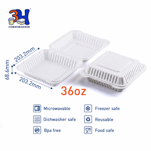 Contenants à clapet blancs en PP 8x8 po (150/paquet) – Boîtes à emporter articulées sans PFAS/BPA, jetables et micro-ondables pour la préparation de repas et la restauration - Product Image 2