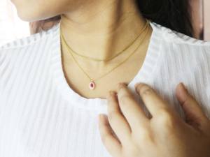 925 <b>Sterling</b> <b>Silver</b> Ruby Marquise <b>Necklace</b> - Minimalist <b>Necklace</b> - July Birthstone <b>Necklace</b> For Her - Birthday Gift - Product Image 4