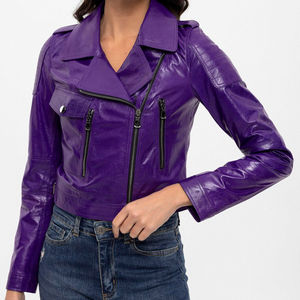 Chaqueta de invierno de piel de oveja auténtica para mujer, técnica lavada, relleno de algodón, cierre de cremallera a prueba de viento, procesamiento en bruto - Product Image 1