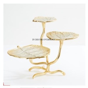 ขาตั้งเค้ก2ชั้นสำหรับนักออกแบบในสาขาลายนกจับยึดทำจากอลูมิเนียมสีเงินเนื้อหยาบที่ไม่เหมือนใคร - Product Image 5