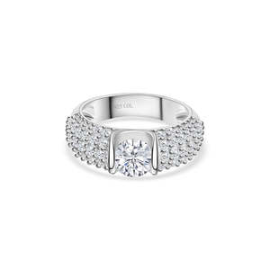 Bague solitaire en argent sterling 14K, 3 carats, diamants américains de qualité AAA avec placage micron et rhodium, bagues fines - Product Image 3