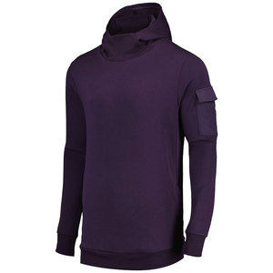Sweat à capuche décontracté pour homme 100 % coton respirant avec motif imprimé brodé appliqué, en polaire, pour l'hiver, teint uni - Product Image 2