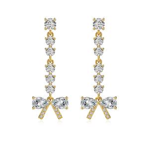 シルバーS925ホワイトペアシェイプウォータードロップホワイトラウンドキュービックジルコニアバタフライデザインファインジュエリーイヤリング - Product Image 1