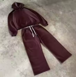 Ensemble sweat-shirt et pantalon de survêtement 100% coton sweat à capuche en éponge française sweats à capuche pour hommes surdimensionnés Boxy Fit - Product Image 2