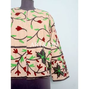 Veste courte d'hiver en coton matelassée respirante brodée à la main - Vin Boho Vintage Tribal Festival Coloré Vêtement d'extérieur - Product Image 2