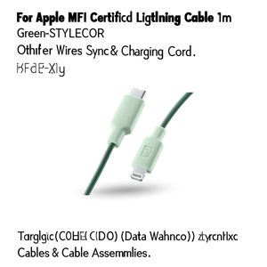 Cable Lightning Certificado por Apple MFi de 1 m Verde-STYLECOLOR, Cable de Sincronización de Datos y Carga - Product Image 2
