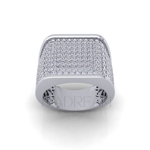 Bague en argent sterling 925 Micro Pave coupe ronde Leb Grown Diamond Ring pour hommes Bague fine de style Hip Hop pour mariages et fêtes - Product Image 1