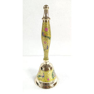 Brass Engraved Hand <b>Bell</b> Green Color Handmade Green Color Brass Hand <b>Bell</b> with Engraved Design Metal Crafts Genre For Decoration - Product Image 4