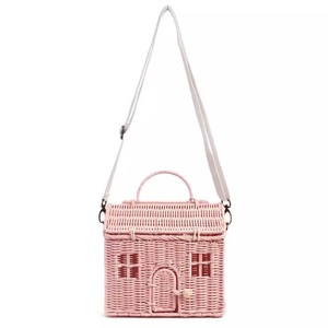 Bolsa con cable en forma de casa inteligente, bolso decorativo colorido, producto de ratán - Product Image 2
