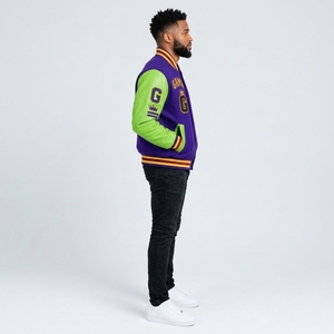 Chaqueta Varsity Personalizada con Bordado, Chaqueta Bomber de Béisbol Premium para Hombre, Estilo Universitario con Botones a Presión, de Fábrica - Product Image 4