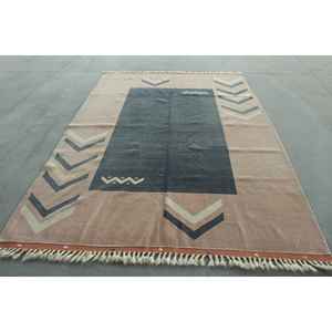 Alfombra de 6,3x9,3 pies, Alfombra Turca Vintage, Alfombra de Lana con Rayas Marrones - Product Image 1