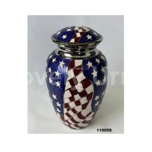 Venta caliente de latón macizo diseño de la bandera americana recuerdo cremación urna para adultos para cenizas humanas con bolsa de terciopelo gratis - Product Image 1