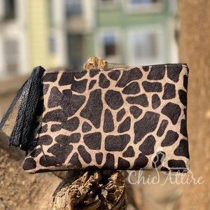 Nouveaux vrais cheveux faits à la main sur la peau imprimé Animal fourrure cuir glands pochette Unique personnalisé fourrure cuir ATM porte-cartes portefeuilles - Product Image 1