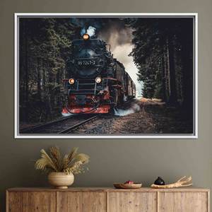 Printed Canvas: 3D Train View Farmhouse Decor Artwork,WHITE FRAMED CANVAS - Product Image 1