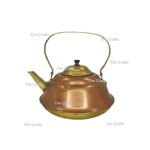 Fabulous Design Copper And Brass Tea Coffee Kettle Finest Quality Round Shape Water Pot For Restaurant Usage