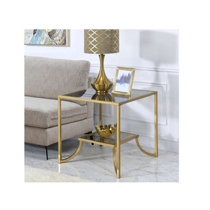 Table d'appoint carrée en acier forgé, moderne, blanc, marbre antique, or, décoration de salon, table design élégante avec marbre - Product Image 5