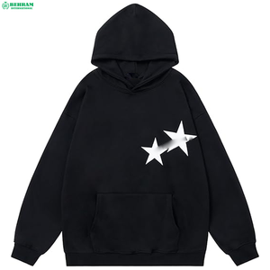 Sweat-shirt unisexe vintage d'hiver à capuche effet vieilli avec strass personnalisés, épaules tombantes, 100 % coton molletonné/éponge française, écologique - Product Image 3