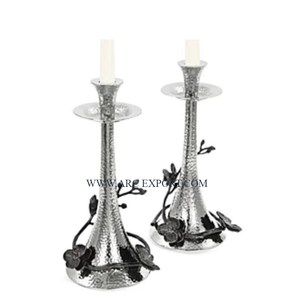 Hammered Metal Table Top Stylish Candle Holder Premium Quality Set of 2 Customized Shape Metal Handmade Fancy Style <b>Candlestick</b> - Product Image 1