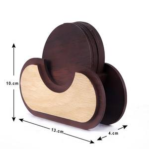 New <b>Polished</b> Walnut Wood Coaster Set with Holder Reusable Drink Mats Elegant Home Decor - Product Image 4