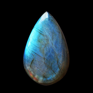 Cabujón de Labradorita Natural con Efectos Ópticos Arcoíris Negro, Brillante y Luminoso, en Forma de Pera, para Colgante, con Cambio de Color - Product Image 2