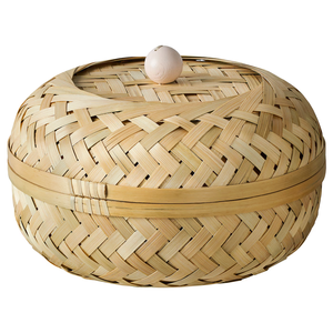 Panier en bambou avec couvercle, Accessoires de maison, Matériaux naturels sans danger pour la santé et l'esthétique, vente en gros. - Product Image 1