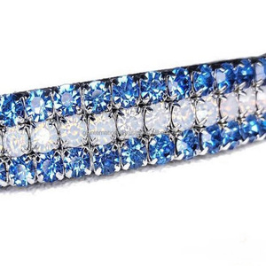 Personnalisé de nombreux modèles toutes formes 5 rangées de cristaux multicolores strass chaîne en métal noir en cuir anglais bracelet de sourcil de cheval - Product Image 6