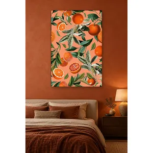 Impression sur toile de branches d'oranger Fida sur fond de saumon - Product Image 2