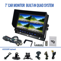 Moniteur à écran partagé quadruple de 7 pouces |   Système DVR pour véhicule à 4 canaux |   Kit de caméra de vision nocturne à enregistrement en boucle pour camion, camping-car, caravane, bus