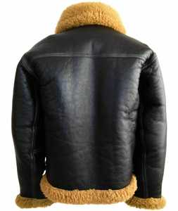 Veste pour homme en peau de mouton, bomber homme, aviateur RAF, noir, vintage, fourrure, veste en cuir shearling, prix raisonnable, logo personnalisé, OEM - Product Image 4
