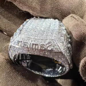 <b>Gold</b> Moissanite Hip Hop Iced Out Wedding Band <b>Ring</b> with Pave Setting <b>for</b> <b>Men</b> Women Party Engagement or Anniversary Gift - Product Image 5