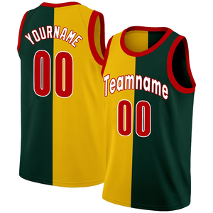 Maillot de basketball personnalisé noir-jaune-vert tendance, modèle 2025, unisexe, qualité supérieure, manches courtes, anti-bactérien - Product Image 1