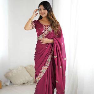 Dernier concepteur Banarasi coton soie Saree Blouse Kanchipuram hiver fête de mariage porter femmes Style décontracté été Diwali cuivre - Product Image 1