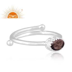 Best Selling Fine Sterling Silver Natural Smoky Quartz Gemstone Stackable Ring Jewelry For Women Gift For Her - Product Image 3