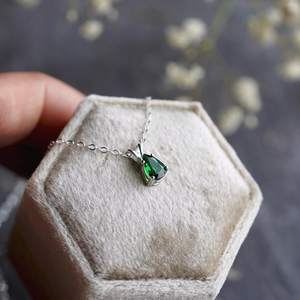 Dainty Tsavorite Garnet Pendant Necklace Sterling Silver Gemstone Jewelry Elegant Women Gift Boxed Luxury Necklace - Product Image 5