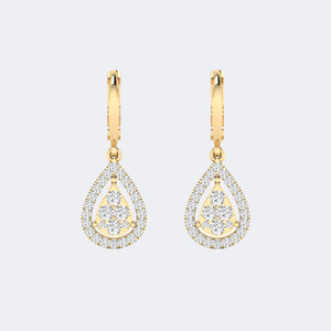 1.00CTW, Round, Cluster/Prong/Pave, Halo Cluster Drop / <b>Leverback</b> Dangle - Product Image 5