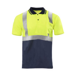 <b>Mens</b> Fluorescent <b>Yellow</b> Hi Vis Reflective Work Polo <b>Shirt</b> High Visibility Protective Safety Clothing Workwear - Product Image 1