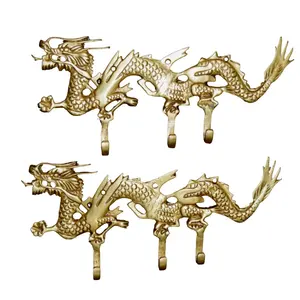 Metall Messing Schlüssel Wand haken Kleiderbügel Dragon Design Wandbehang Einheit Kleiderbügel und Schienen Schlüssel regal hängen für Schlüssel Gold Farbe Haken
